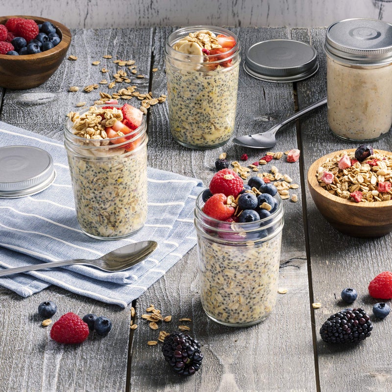 Paksh Novelty Glass Regular Mouth Mason Jars, 8 Oz Jars with Silver Metal Airtight Lids for Meal Prep, Dry Food Storage, Canning, Drinking, for Overnight Oats, Jelly, Spices, Salads, Yogurt (6 Pack) - Image 3